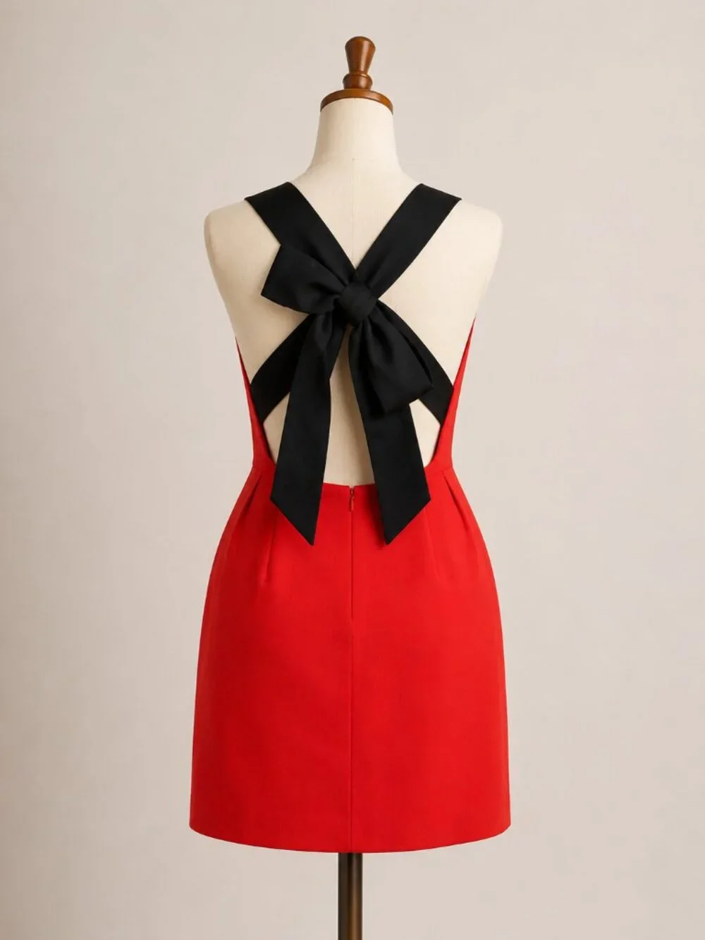Kate Spade New York Red Black Bow Open Back Mini Dress Size 0